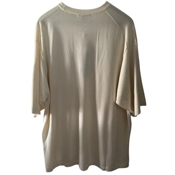 Johnston and Murphy Silk Sweater XXL Crewneck Short Sleeve Ivory Preppy Chic - Picture 8 of 8